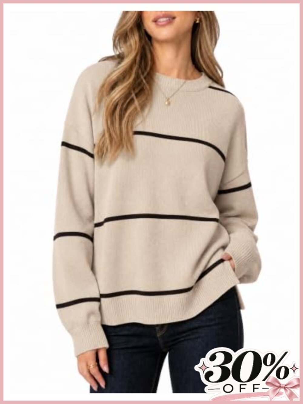 Oversized Crewneck Lantern Sleeve Knit Pullover Sweater